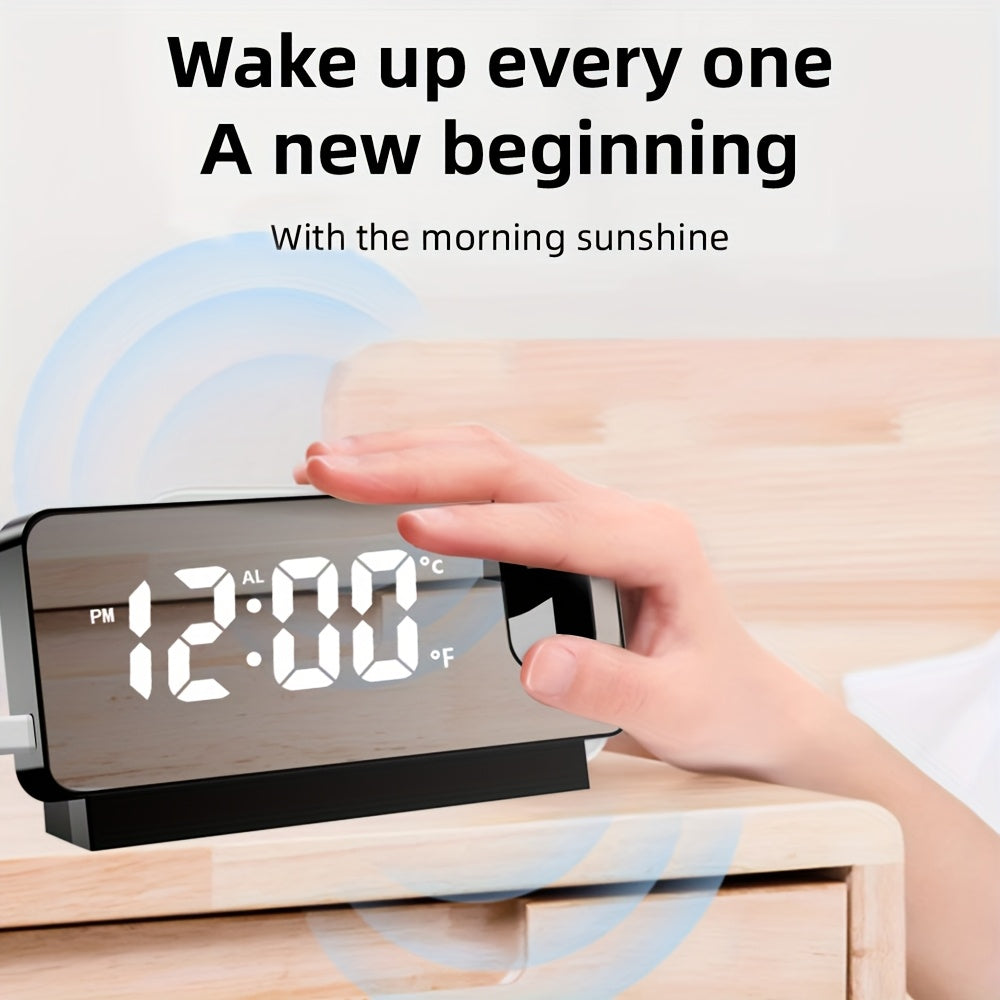 Smart Projection Alarm Clock with 180° Rotating Display