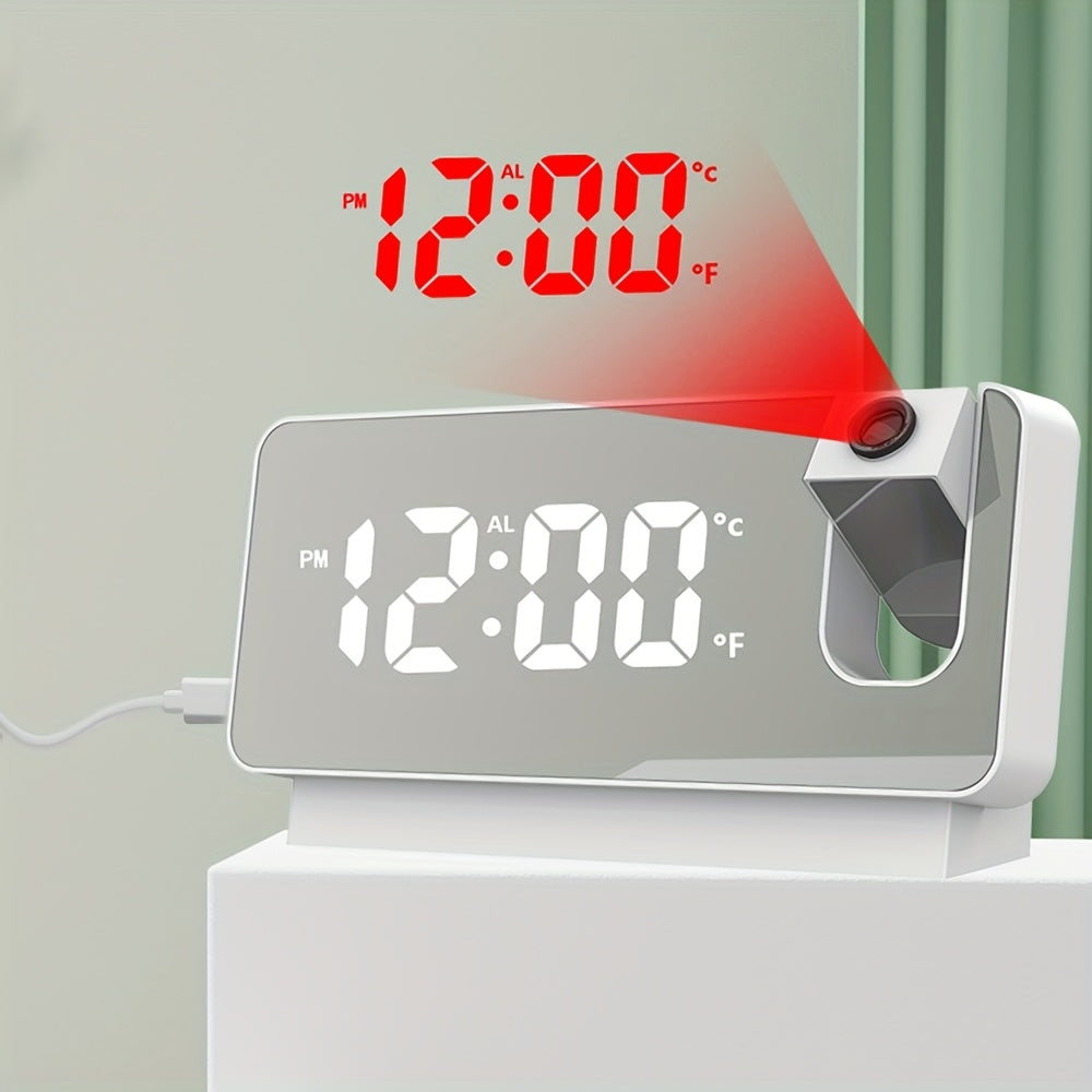 Smart Projection Alarm Clock with 180° Rotating Display