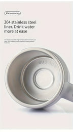Portable Self-Stirring Coffee Mug – Stainless Steel with Wooden Handle